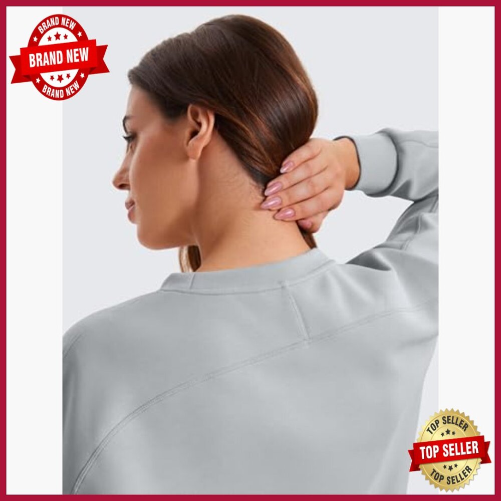 Soft Modal Blend Crewneck Sweatshirt Relaxed Fit Waist Length - Picture 5 of 5